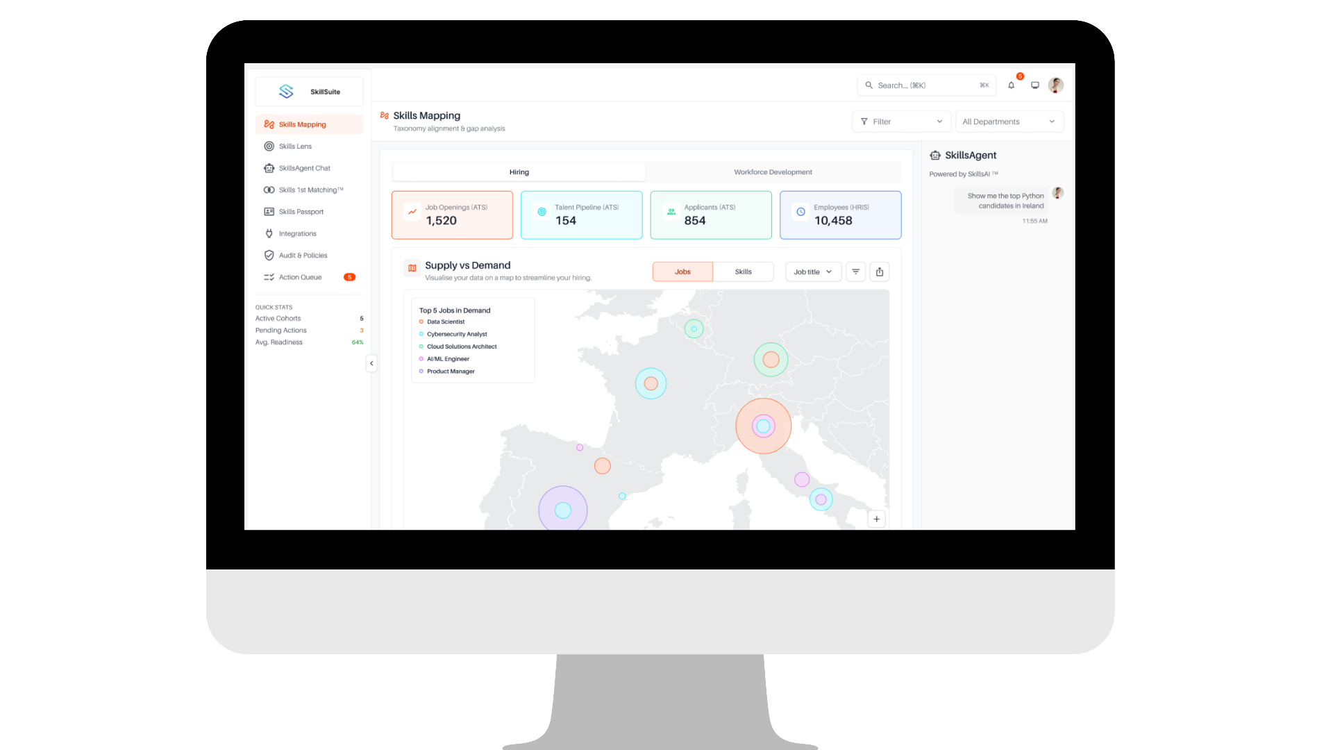 SkillSuite Dashboard - Skills Mapping Interface showing workforce analytics